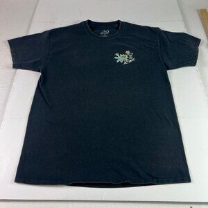 Lost Surf Shirt Fits Medium Black Faded Floral Graphic Double Sided Tee Tag L